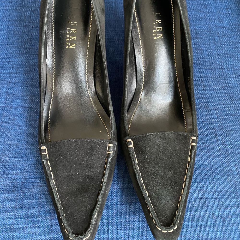 Ralph Lauren Black Suede Heels.  9M